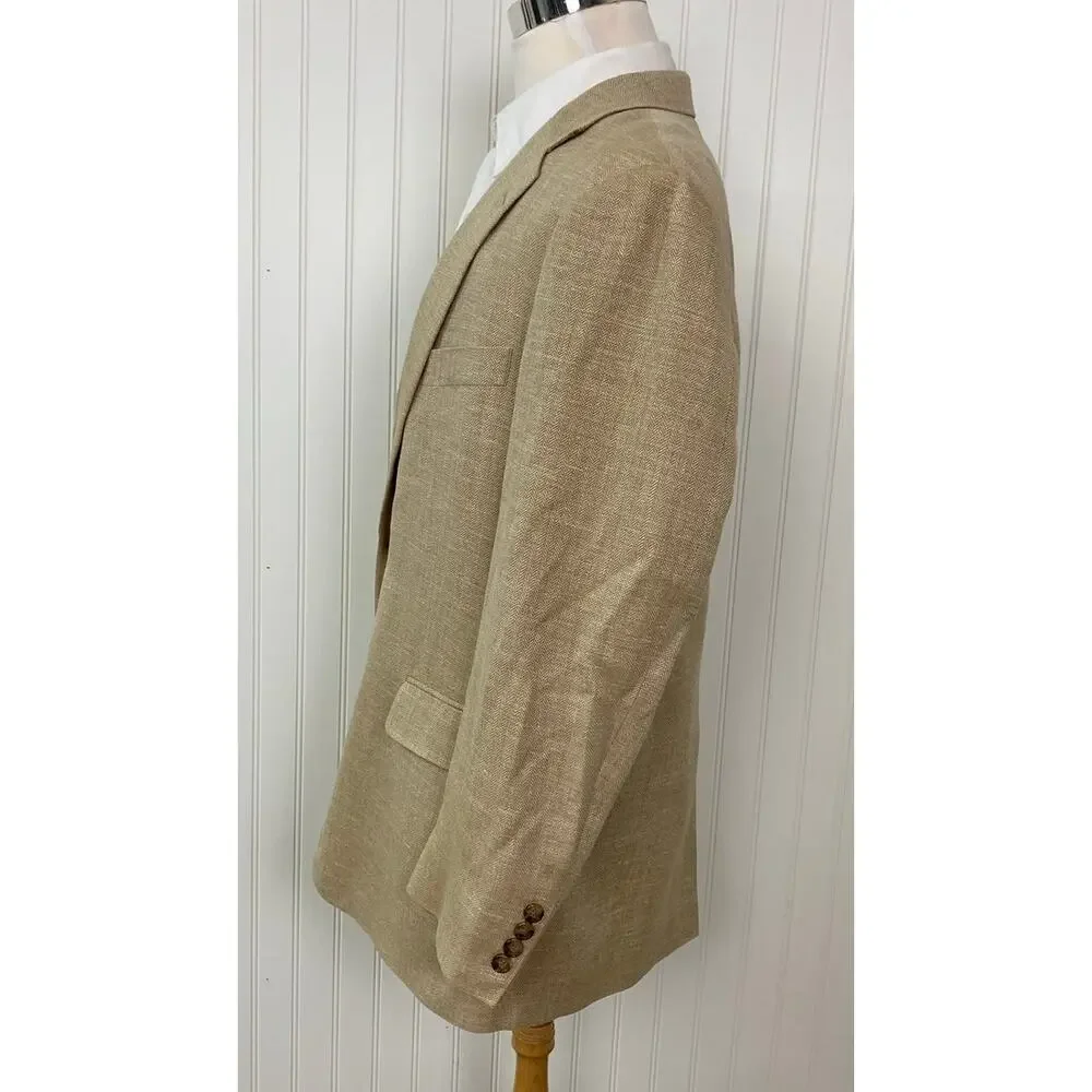 Men Brooks Brothers Madison herringbone silk linen wool 2-button blazer, 43R